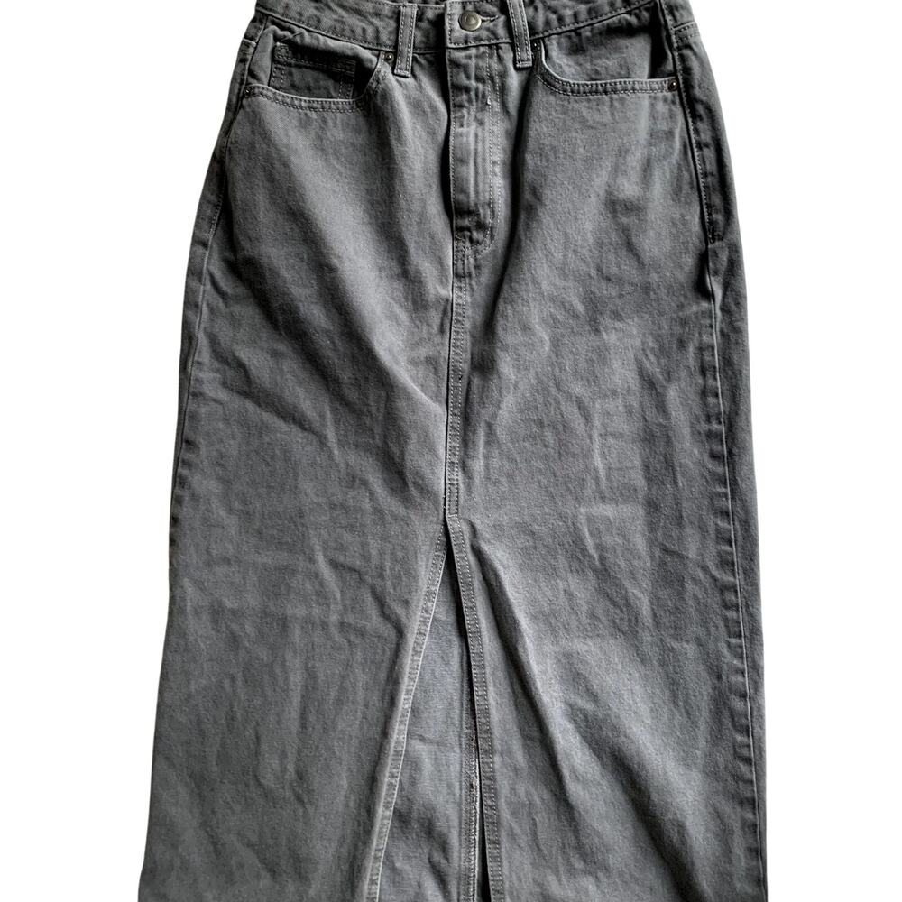 musinsa standard Grunge Dark Grey Long Denim Jean Skirt